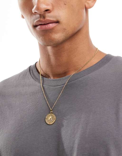 Lost Souls - Collier en plaqué or 18 carats avec pendentif rose des vents