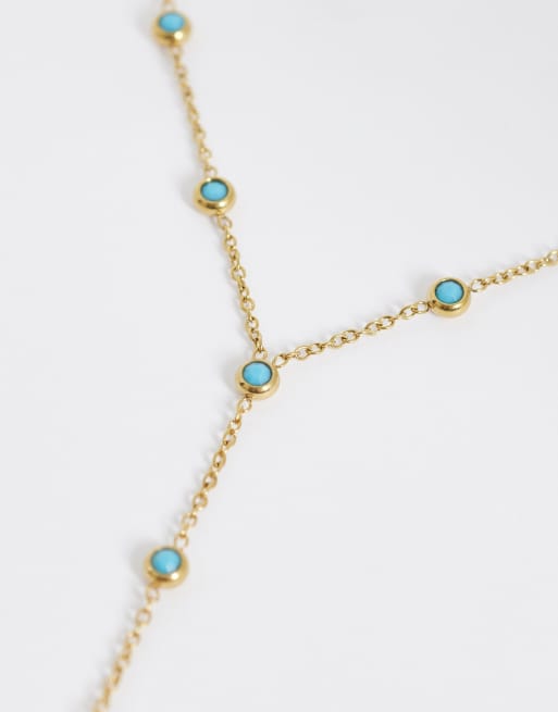 Lost Souls - Collier lariat en acier inoxydable plaqué 18carats avec pierre turquoise, 4 de 4
