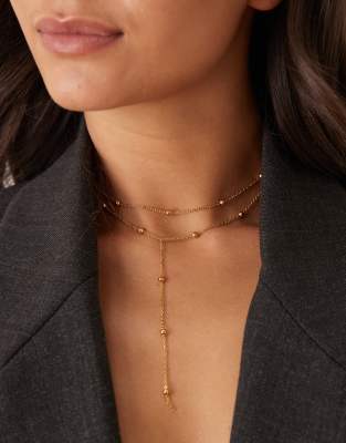 Lost Souls - Collier lasso chaîne en plaqué or 18 carats-Doré