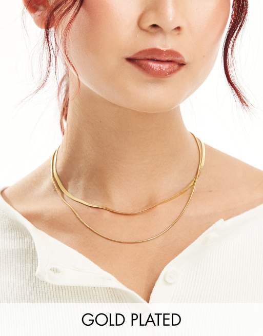 Lost Souls - Collier multirangs en acier inoxydable plaqué or 18 carats