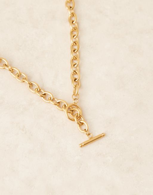 Lost Souls Collier pendentif barre en T à chaîne épaisse en