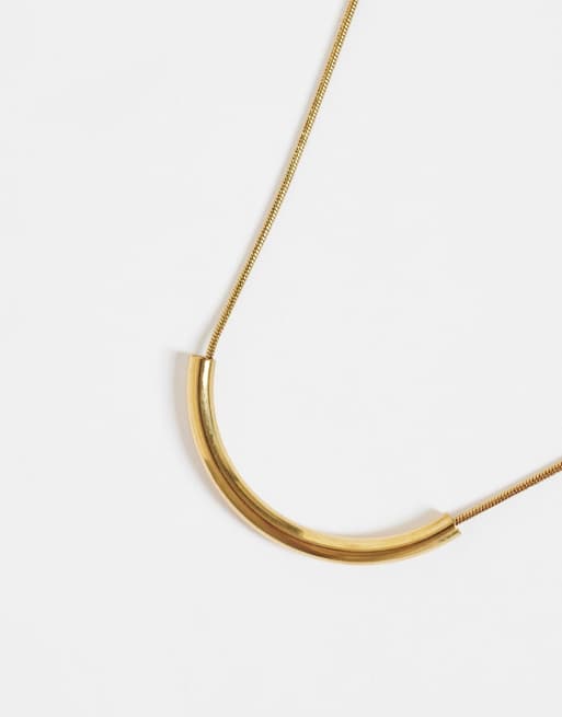 Lost Souls collier pendentif Curve en acier inoxydable plaqué or 18 carats, 3 de 4