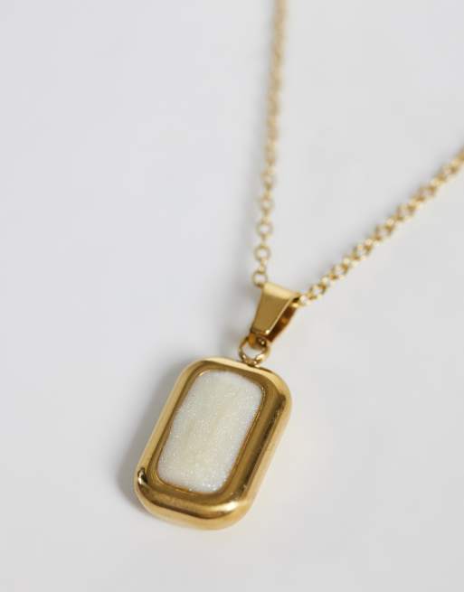 Lost Souls collier pendentif effet nacré en acier inoxydable plaqué or 18 carats, 3 de 4