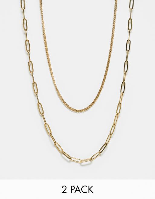 Lost Souls - Confezione da 2 catenine in acciaio inossidabile placcato in oro 18 kt 