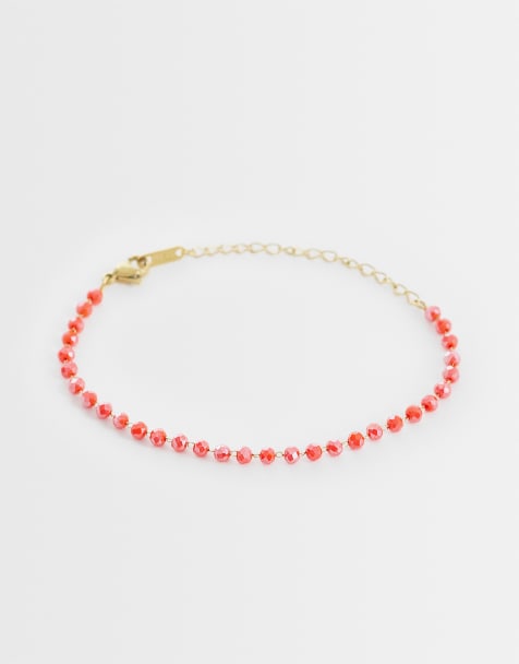 Lost Souls coral glass beads bracelet in 18K Gold Plated - view 1