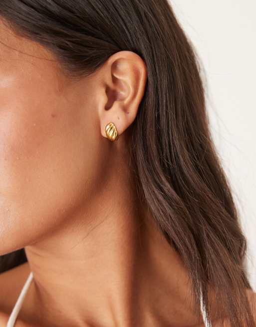 Lost Souls croissant domed huggie hoop earrings in 18K gold plated stainless steel