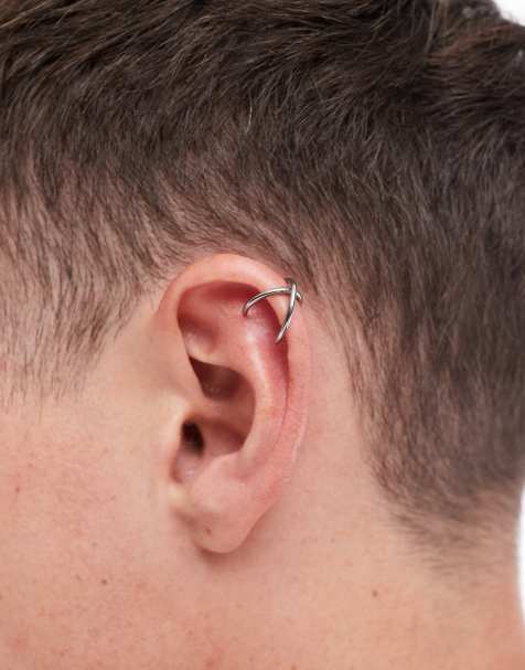 Lost Souls crossed ear cuff in stainless steel - view 1