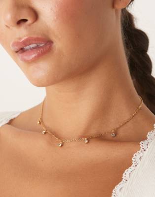 LOST SOULS Lost Souls crystal charms necklace in 18ct gold plated stainless steel