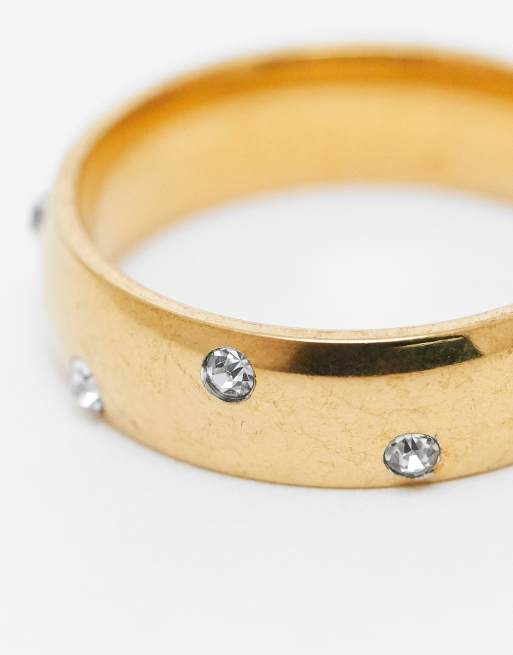 Lost Souls crystal dot band ring in 18ct gold plated stainless steel, 2 of 3