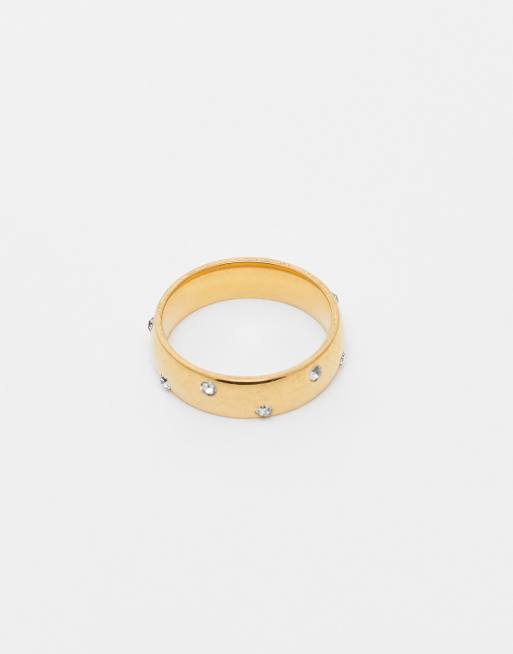 Lost Souls crystal dot band ring in 18kt gold plated stainless steel, 3 of 3