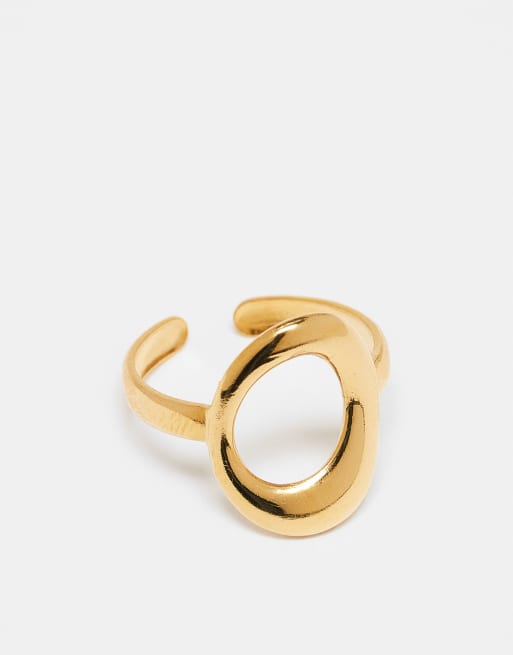 Lost Souls cutout adjustable ring in 18kt gold plated stainless steel