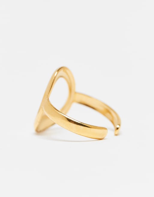 Lost Souls cutout adjustable ring in 18kt gold plated stainless steel