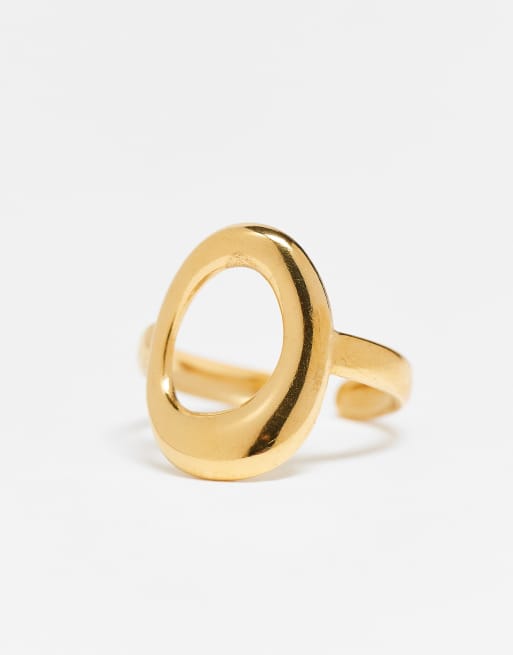 Lost Souls cutout adjustable ring in 18kt gold plated stainless steel