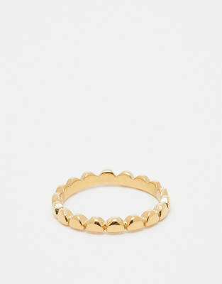 LOST SOULS Lost Souls dainty heart band ring with crystal detail in 18ct gold plated stainless steel