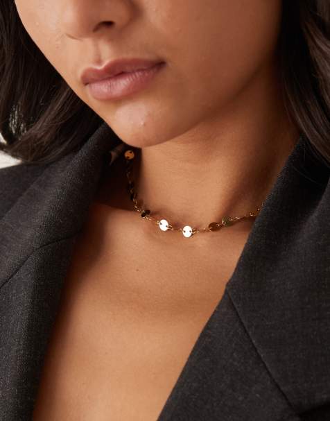 Lost Souls Disc chain collar necklace in 18K gold plated - view 1