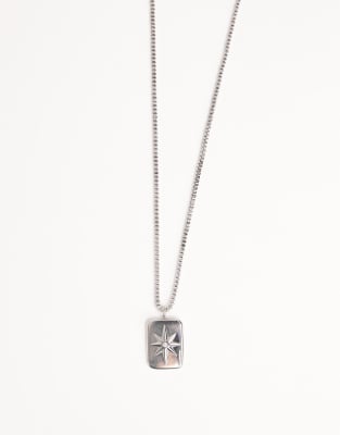 Lost Souls Dog Tag Necklace With Star Engraving In Silver