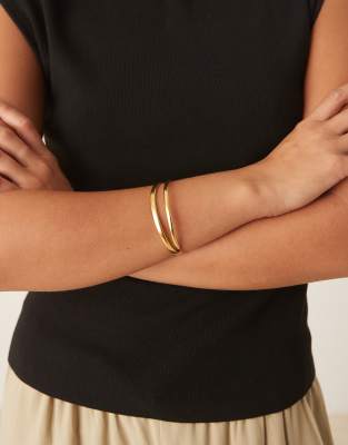 Lost Souls - Doppel-Armreif aus Edelstahl mit 18-Karat-Vergoldung-Goldfarben