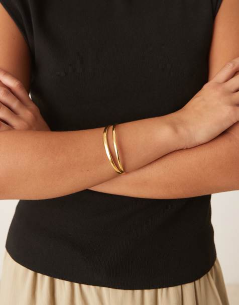 Lost Souls double cuff bracelet in 18ct gold plated stainless steel - view 1