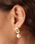 [LOST SOULS] Lost Souls embellished stud earring with pearl drop in 18ct gold plated stainless steel No Size GOLD
