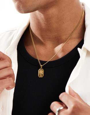 Lost Souls Engraved Palm Tree Pendant Necklace