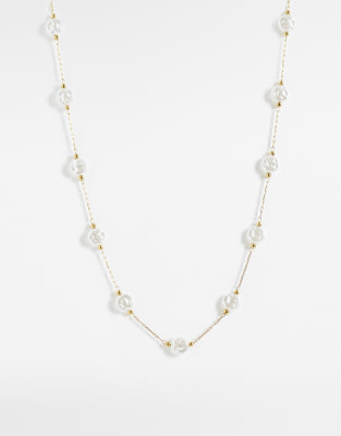 Lost Souls Faux Pearl Charm Necklace In Gray