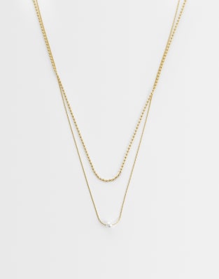 Lost Souls Faux Pearl Drop Necklace In Gold