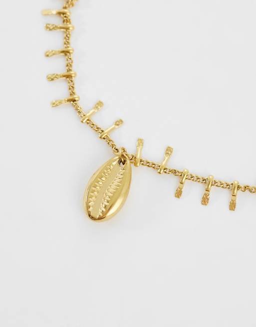 Lost Souls faux shell anklet in 18k gold plated stainless steel, 3 of 3