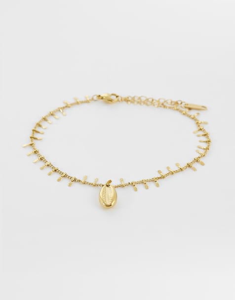 Lost Souls faux shell anklet in 18k gold plated - view 1