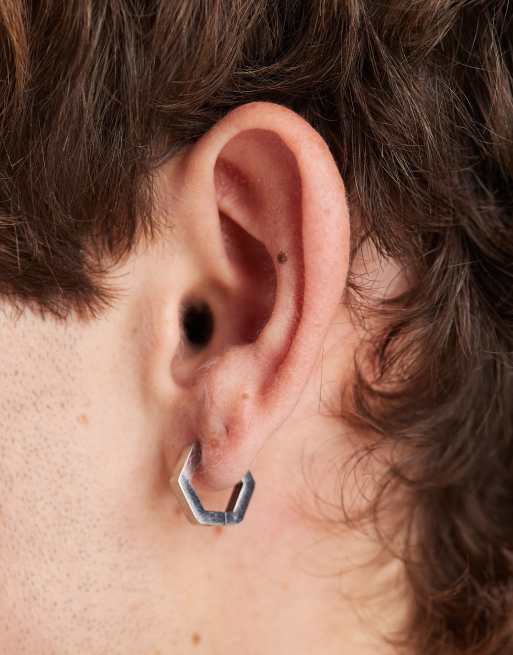 Lost Souls geometric single huggie earring in stainless steel