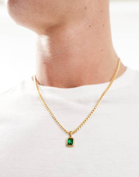 Lost Souls green crystal pendant in 18k gold plated - view 1