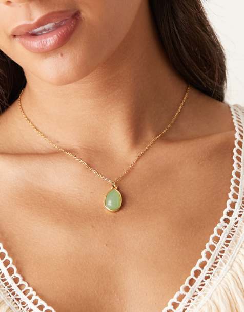 Lost Souls – Halsband i rostfritt stål med 18K guldplätering med grön sten - view 1