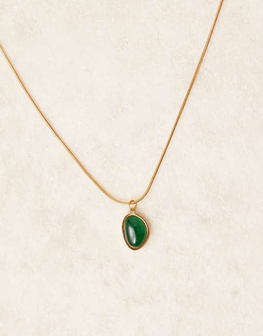 Lost Souls – Halsband i rostfritt stål med 18K guldplätering och mörkgrön smyckessten, 3 av 3