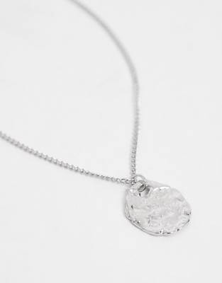 Lost Souls Hammered Coin Necklace In Silver