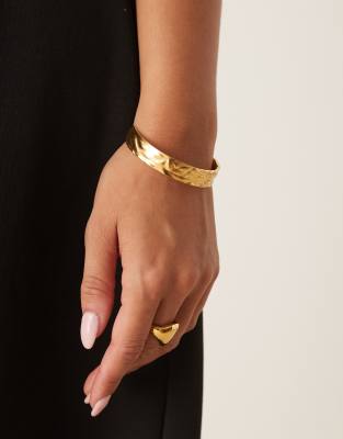 LOST SOULS Lost Souls hammered cuff bracelet in 18ct gold plated stainless steel