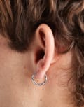 [LOST SOULS] Lost Souls hammered huggie earrings in stainless steel-Silver No Size SILVER