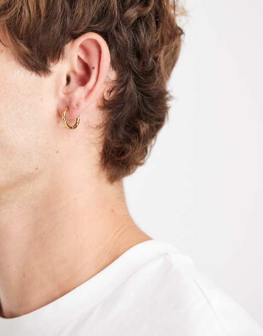 Lost Souls hammered huggie hoop earrings in 18kt gold plated, 3 of 3