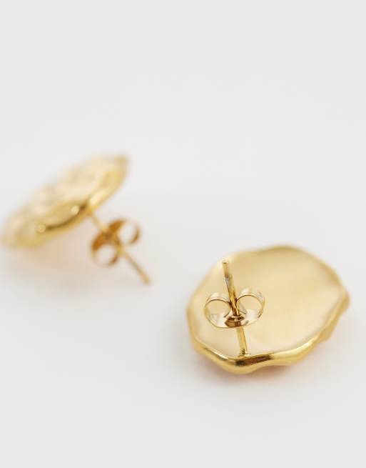 Lost Souls hammered  oval earrings in 18ct gold plated stainless steel, 3 of 4