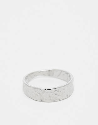 hammered ring in stainless steel-Silver