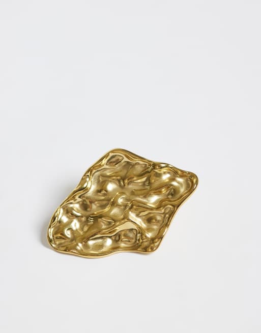 Lost Souls hammered statement stud earrings in 18k gold plated stainless steel, 4 of 4
