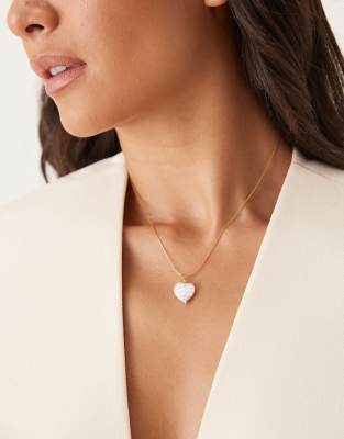 LOST SOULS Lost Souls heart shape pearl pendant necklace in 18ct gold plated stainless steel