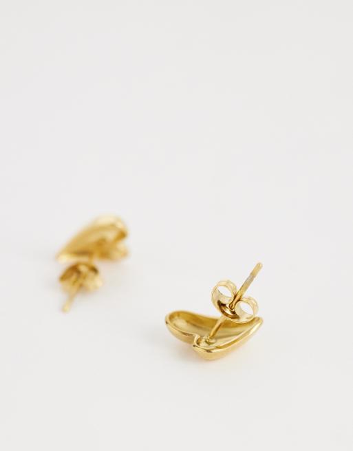 Lost Souls heart stud earrings in 18kt gold plated stainless steel, 3 of 4