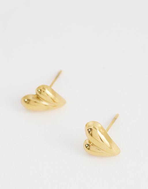 Lost Souls heart stud earrings in 18kt gold plated stainless steel, 4 of 4