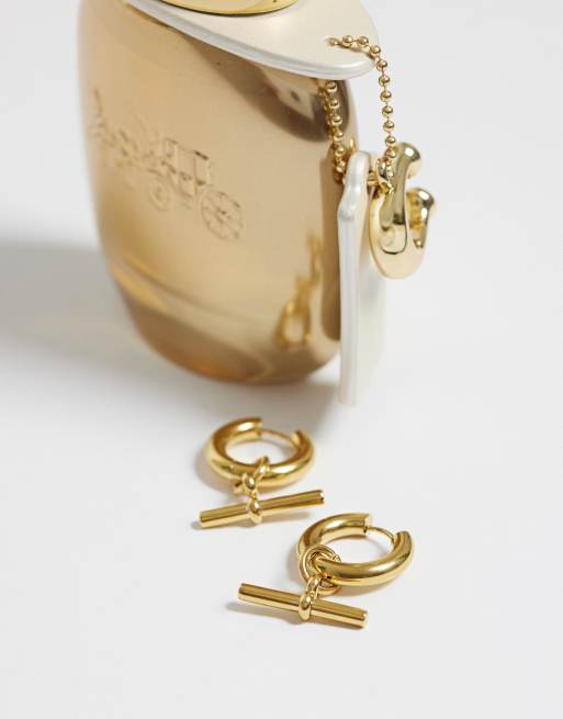 Lost Souls huggie-creoler med T-barberlock i 18k guldförgylld rostfritt stål, 2 av 5