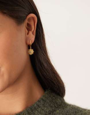 LOST SOULS Lost Souls huggie hoop earrings with crystal star charms in 18ct gold plated stainless steel