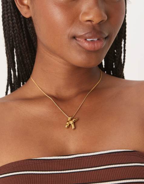 Lost Souls K letter necklace in 18ct gold plated stainless steel - view 1