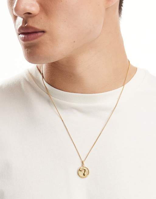 Lost Souls - Ketting met schijfvormig hangertje met slang van roestvrij staal verguld met 18k goud