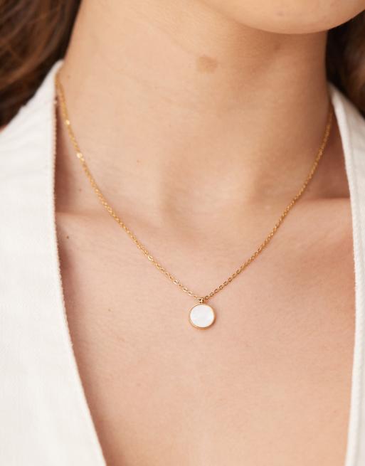 Lost Souls - Ketting van roestvrij staal verguld met 18k goud met parelachtig hangertje