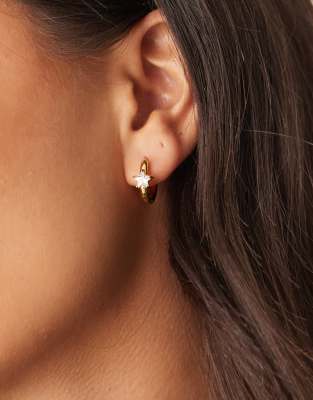 Lost Souls - Kleine Creolen aus Edelstahl mit 18-Karat-Vergoldung und Schmuckstein-Detail-Goldfarben