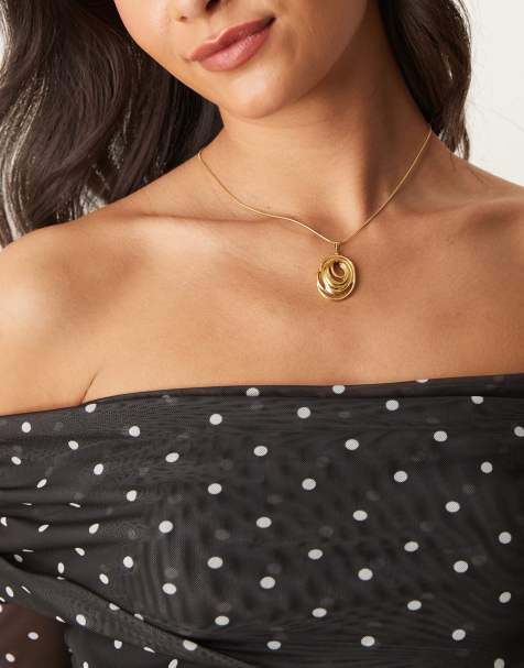 Lost Souls large molten pendant necklace in 18ct gold plated stainless steel - view 1