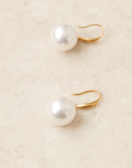 Lost Souls large pearl drop hoop earrings in 18ct gold plated stainless steel